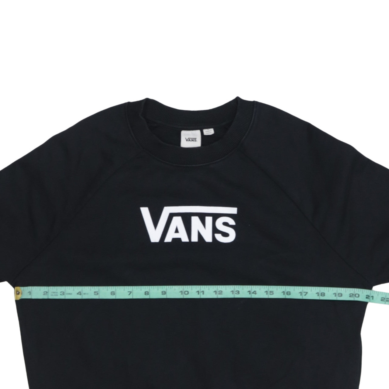 Vans Womens Black Crew Neck Sweatshirt Size S Logo Cotton Pullover