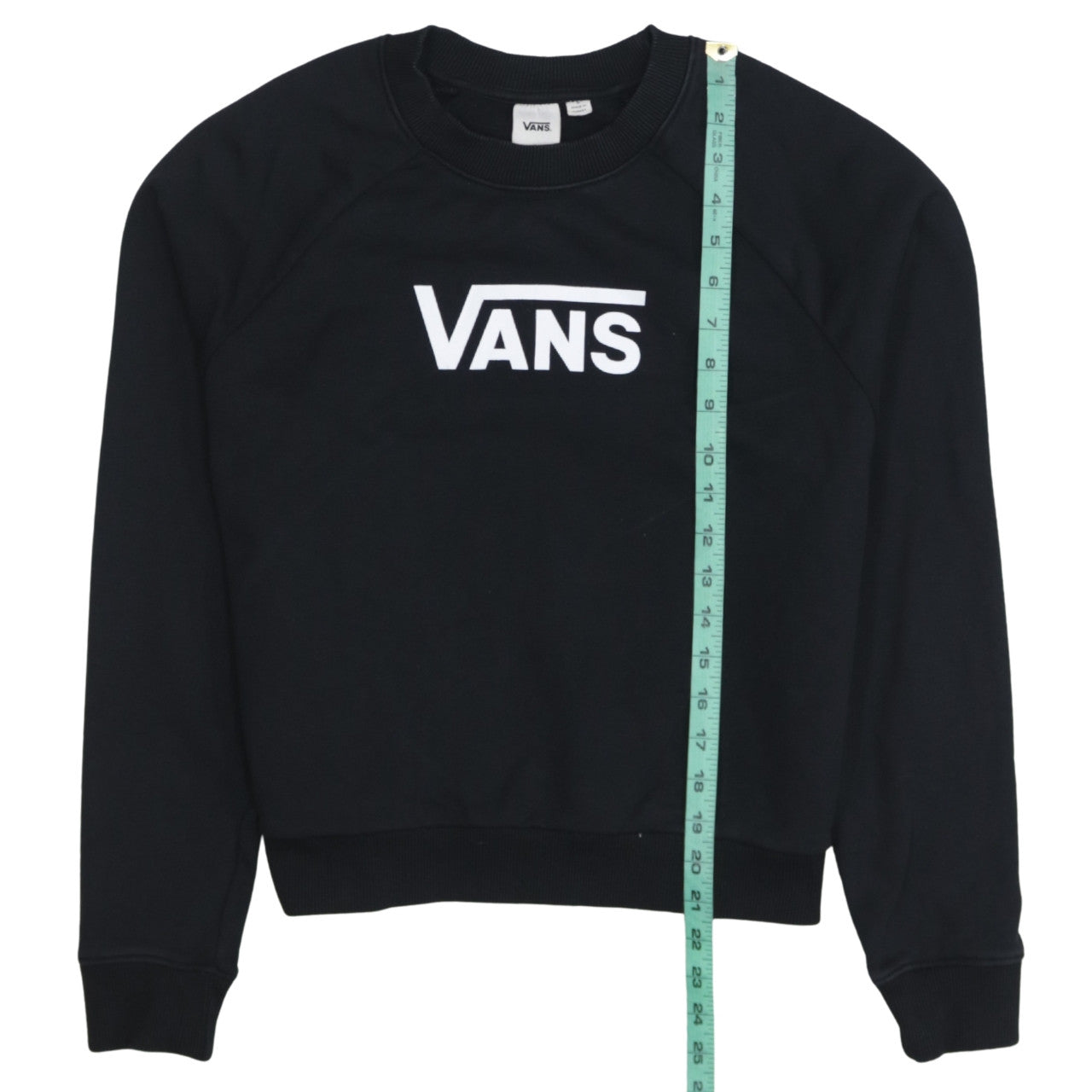 Vans Womens Black Crew Neck Sweatshirt Size S Logo Cotton Pullover
