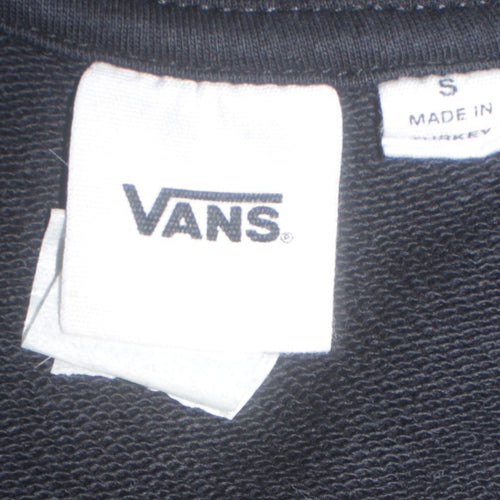 Vans Womens Black Crew Neck Sweatshirt Size S Logo Cotton Pullover