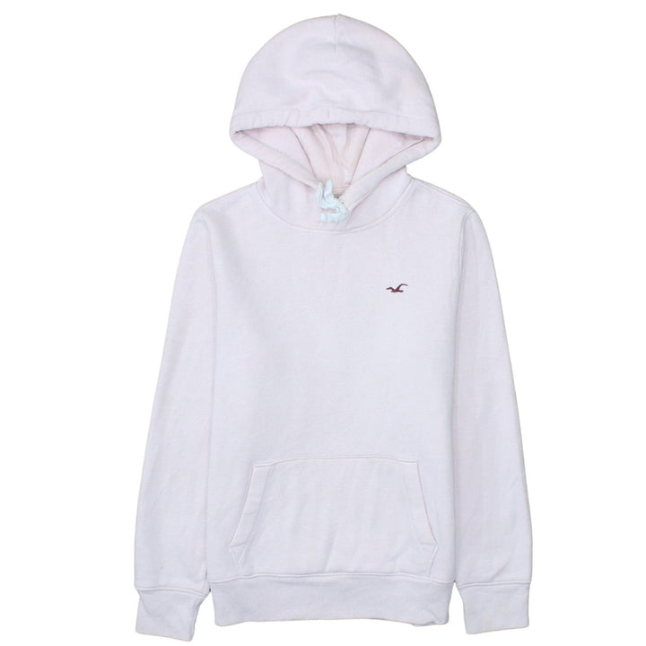 Hollister Womens White Pullover Hoodie Small Cotton Blend Casual