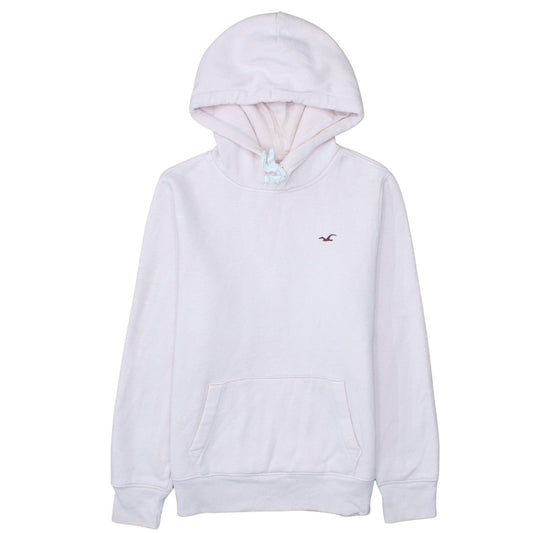 Hollister Womens White Pullover Hoodie Small Cotton Blend Casual