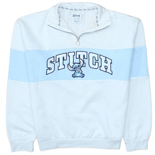 Disney Stitch Girls Blue White 1/4 Zip Sweatshirt 13-14 Years Primark Fleece