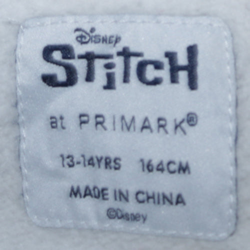 Disney Stitch Girls Blue White 1/4 Zip Sweatshirt 13-14 Years Primark Fleece