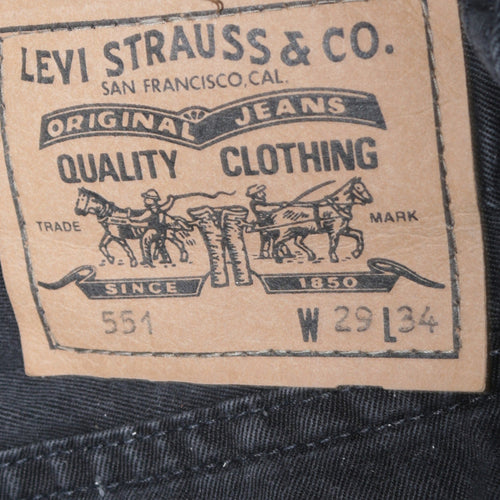 Levi's 551 Men's Black Denim Straight Jeans 29W 34L Regular Fit