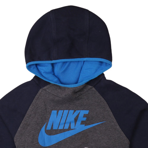Nike Boys Grey & Navy Pullover Hoodie XL 13-15 Years Graphic Print