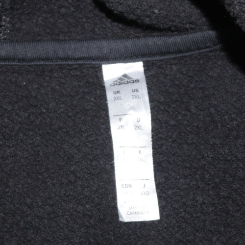 Adidas Mens Black 2XL Pullover Fleece Hoodie Sportswear