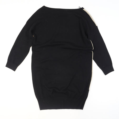 Wallis Women Black Beige Geometric Knit Pullover Jumper S