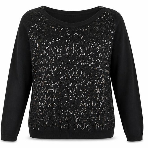 Wallis Women's Black Sequin Knit Jumper Size 14