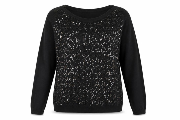 Wallis Women's Black Sequin Knit Jumper Size 14