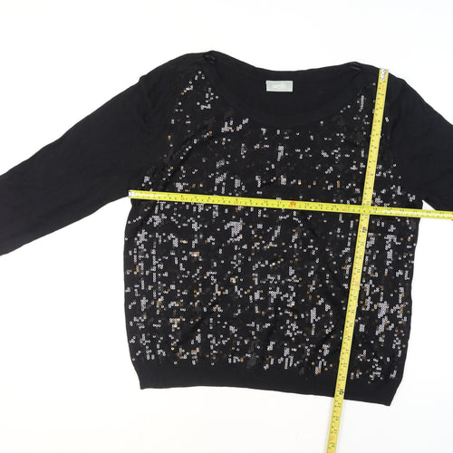 Wallis Women's Black Sequin Knit Jumper Size 14
