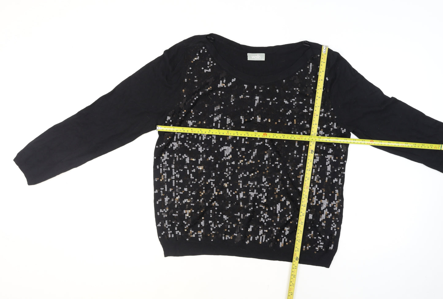 Wallis Women's Black Sequin Knit Jumper Size 14