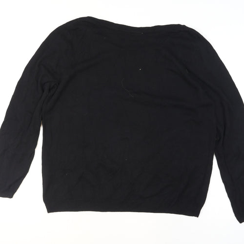 Wallis Women's Black Sequin Knit Jumper Size 14