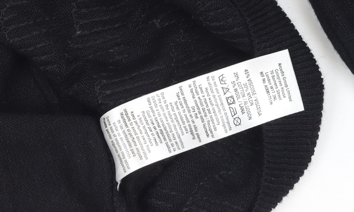 Wallis Women's Black Sequin Knit Jumper Size 14