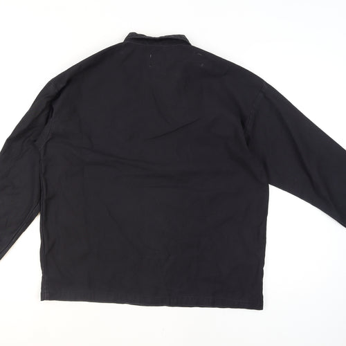 Carhartt Men Black L Long Sleeve Cotton Button-Up Workwear Shirt