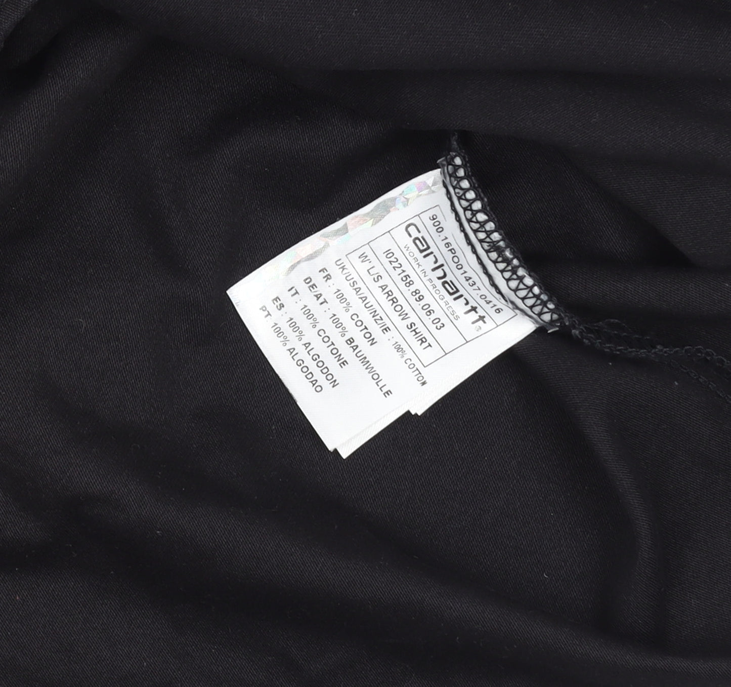 Carhartt Men Black L Long Sleeve Cotton Button-Up Workwear Shirt