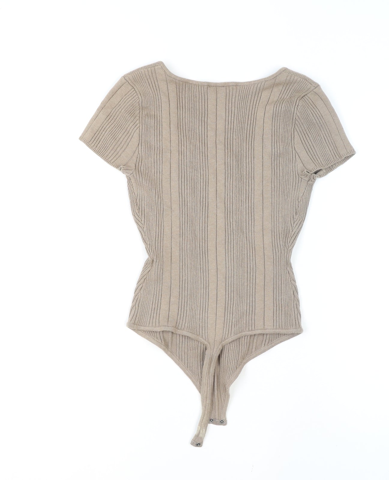 Abercrombie & Fitch Women's Beige Ribbed Knit Sweetheart Neck Bodysuit Size S