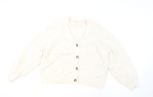 Marks and Spencer Per Una Women’s Ivory Cable-Knit Button Cardigan Size 20