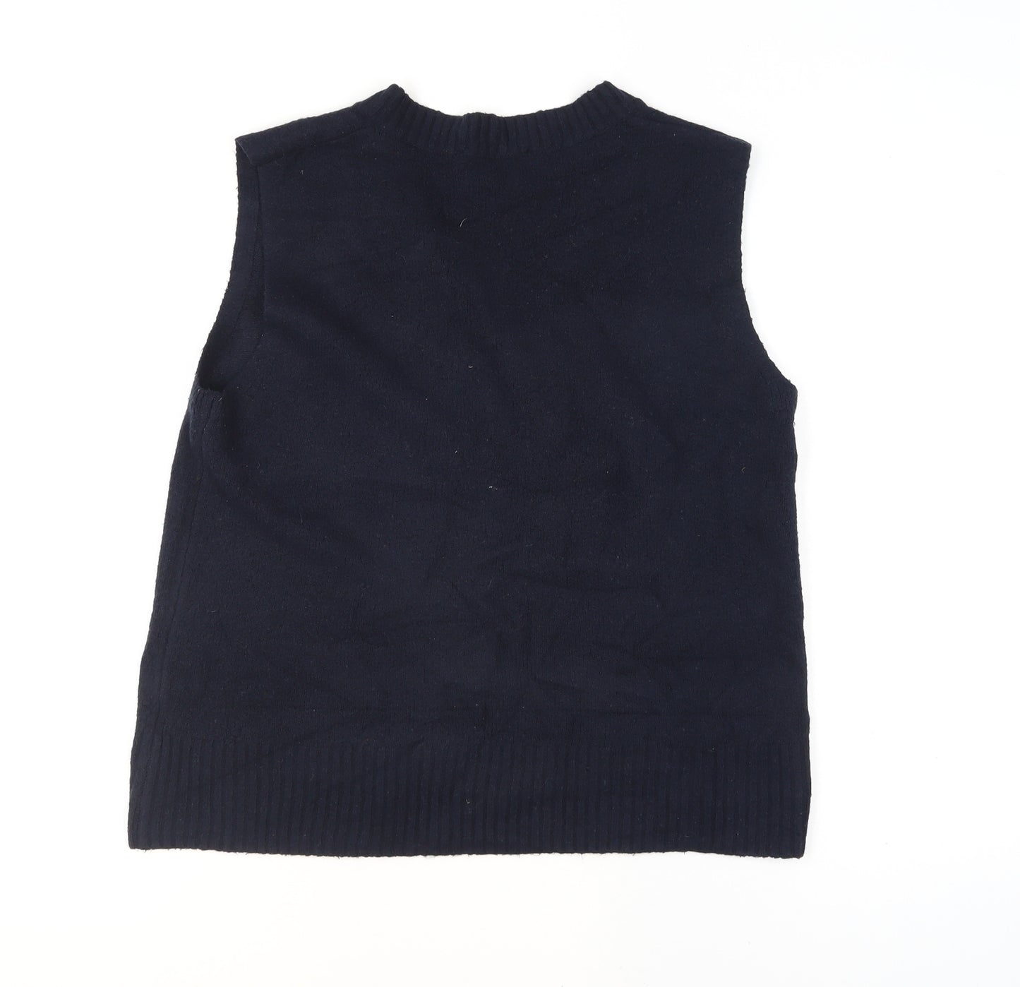 Zara Womens Black Wool Blend V-Neck Sleeveless Knit Vest Size 8
