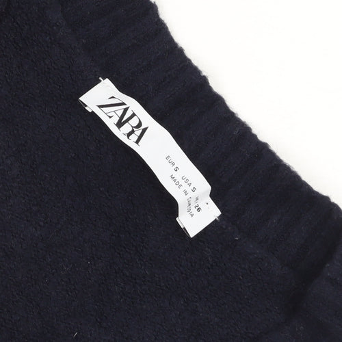 Zara Womens Black Wool Blend V-Neck Sleeveless Knit Vest Size 8