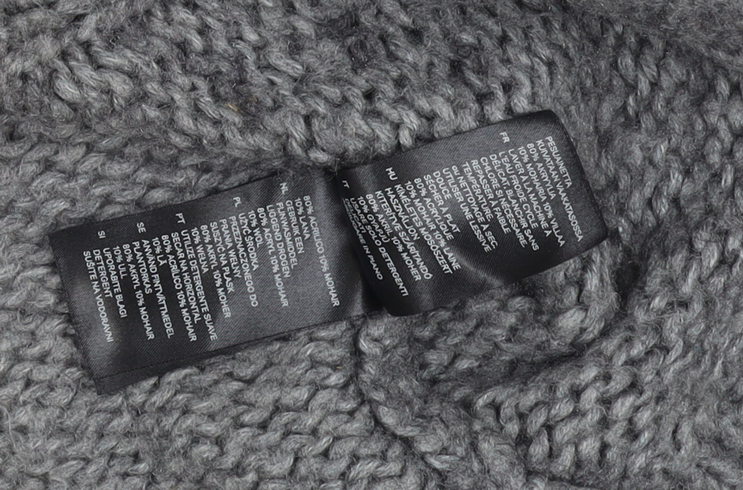 H&M Women’s Grey Chunky Cable Roll Neck Jumper Size 12
