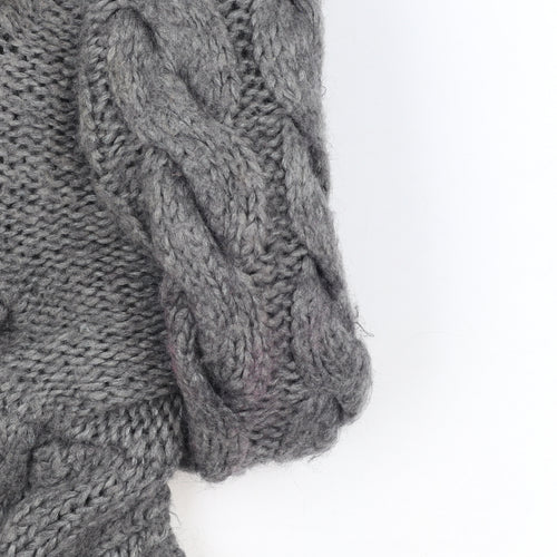 H&M Women’s Grey Chunky Cable Roll Neck Jumper Size 12