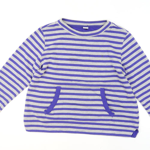 Cotton Traders Women’s Blue Stripe Cotton Blend Pullover Jumper Size 14