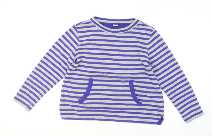 Cotton Traders Women’s Blue Stripe Cotton Blend Pullover Jumper Size 14