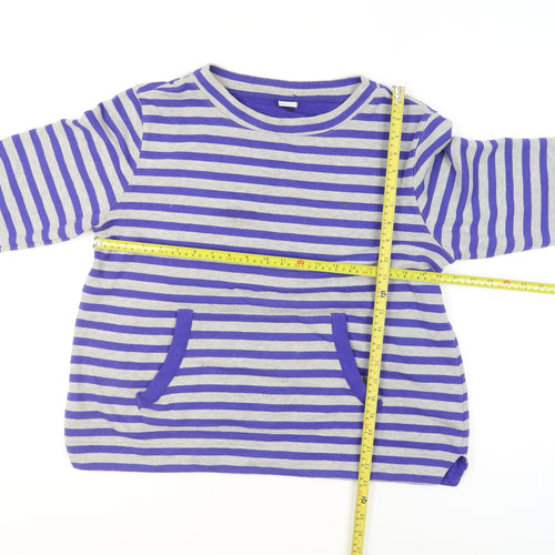 Cotton Traders Women’s Blue Stripe Cotton Blend Pullover Jumper Size 14