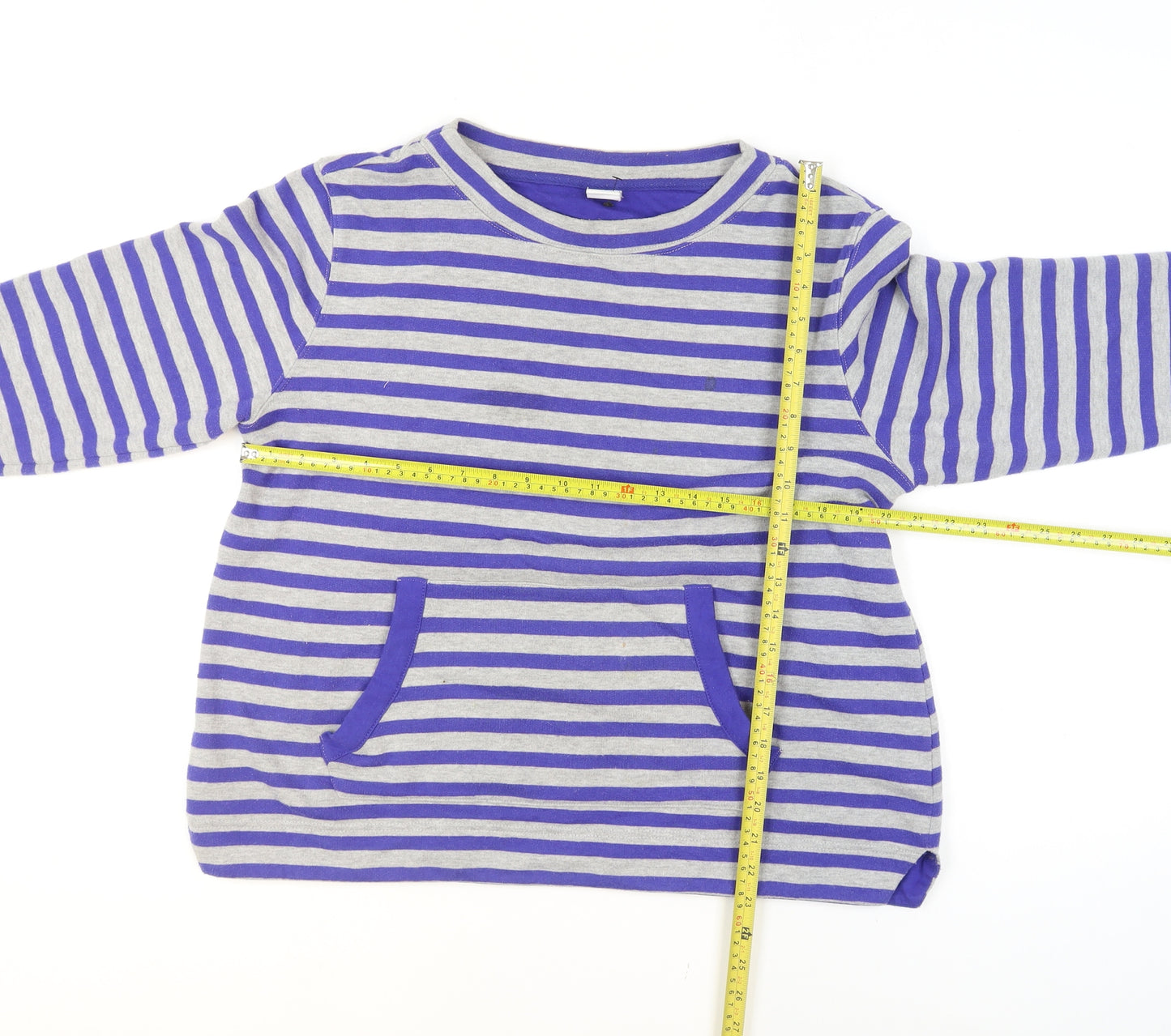 Cotton Traders Women’s Blue Stripe Cotton Blend Pullover Jumper Size 14