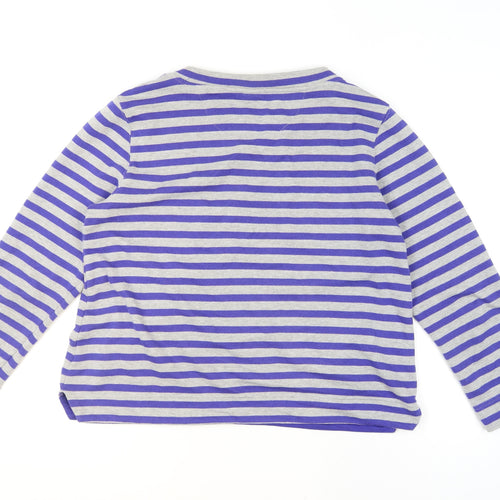 Cotton Traders Women’s Blue Stripe Cotton Blend Pullover Jumper Size 14