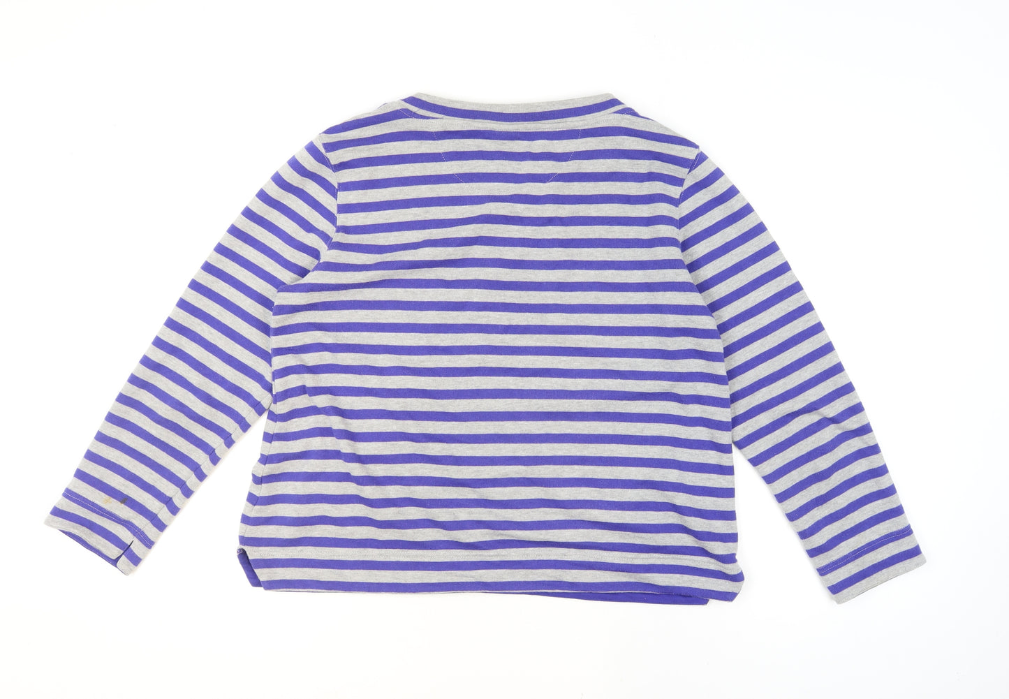 Cotton Traders Women’s Blue Stripe Cotton Blend Pullover Jumper Size 14