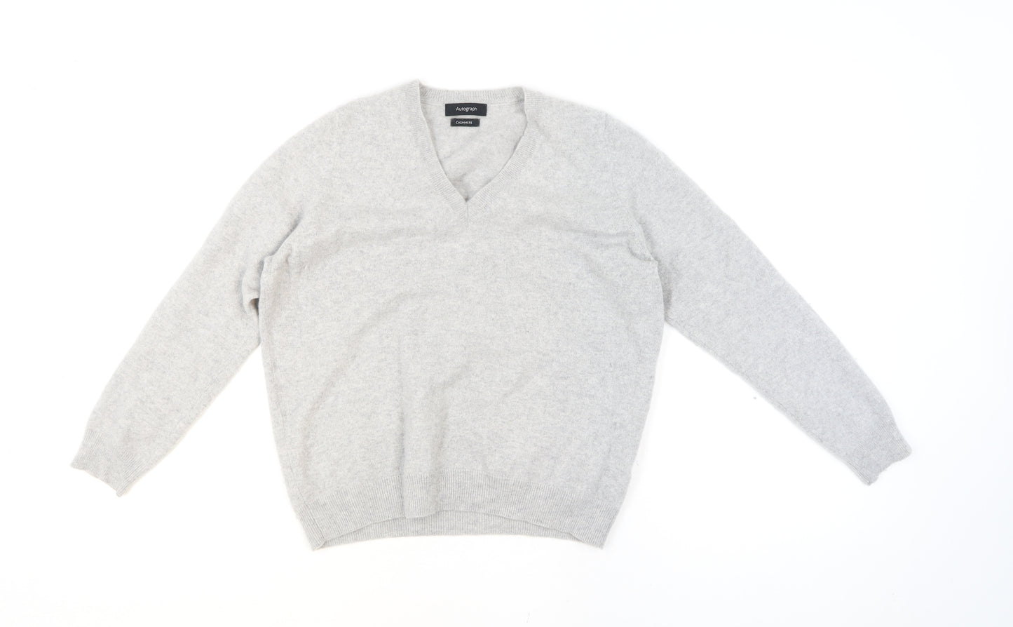 Marks and Spencer Autograph Men’s Grey Cashmere V-Neck Jumper L