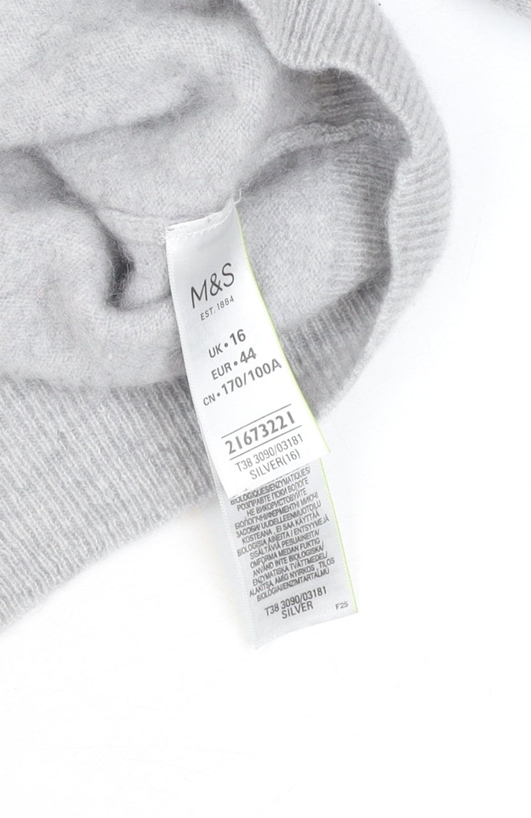 Marks and Spencer Autograph Men’s Grey Cashmere V-Neck Jumper L