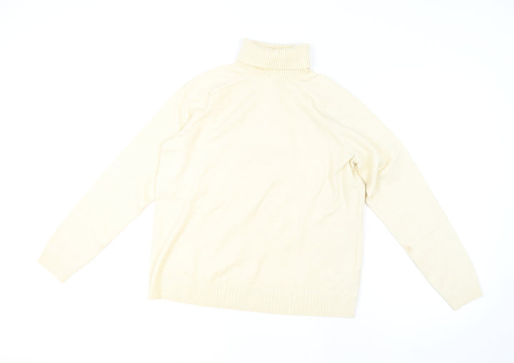 Marks and Spencer Women Beige Roll Neck Knit Jumper M