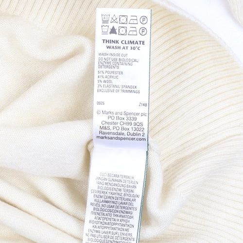 Marks and Spencer Women Beige Roll Neck Knit Jumper M