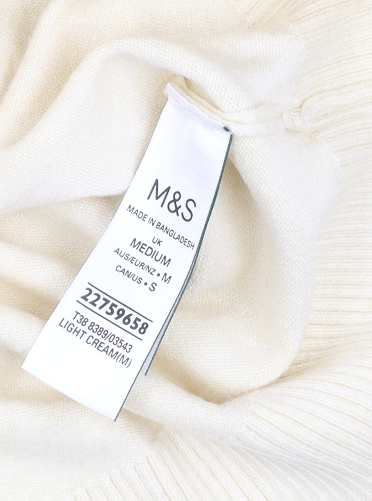 Marks and Spencer Women Beige Roll Neck Knit Jumper M