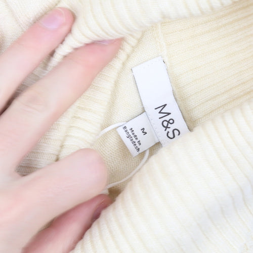 Marks and Spencer Women Beige Roll Neck Knit Jumper M