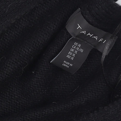 Tahari Women's Black Knit Long Button Coatigan Size XL