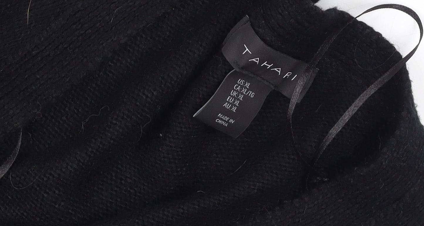 Tahari Women's Black Knit Long Button Coatigan Size XL