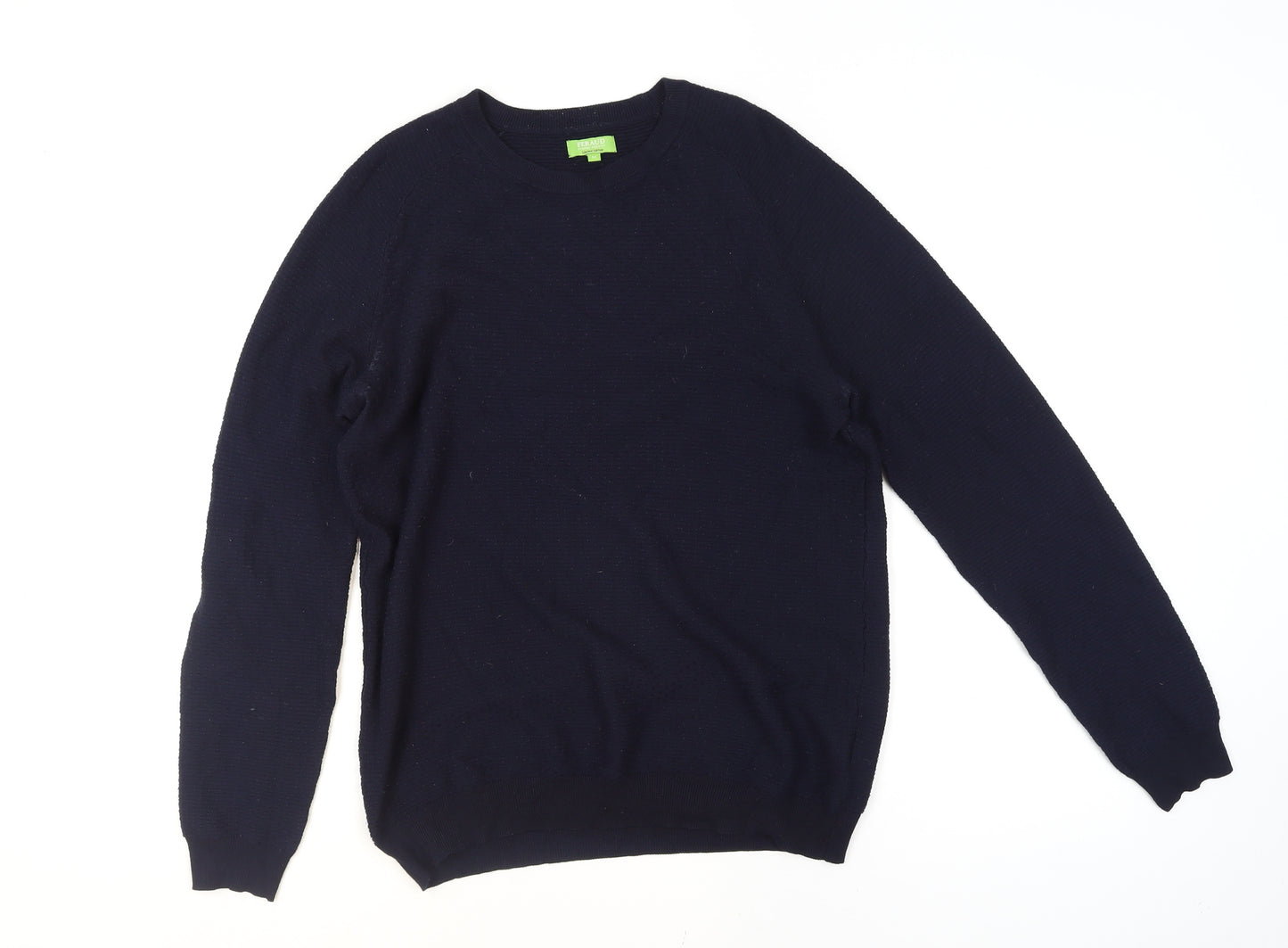 Feraud Men's Blue Knit Crew Neck Pullover Jumper Size M