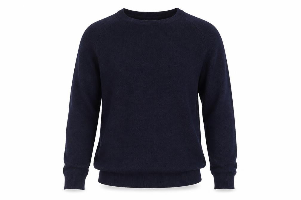 Front view of Feraud Men's Blue Knit Crew Neck jumper, size M