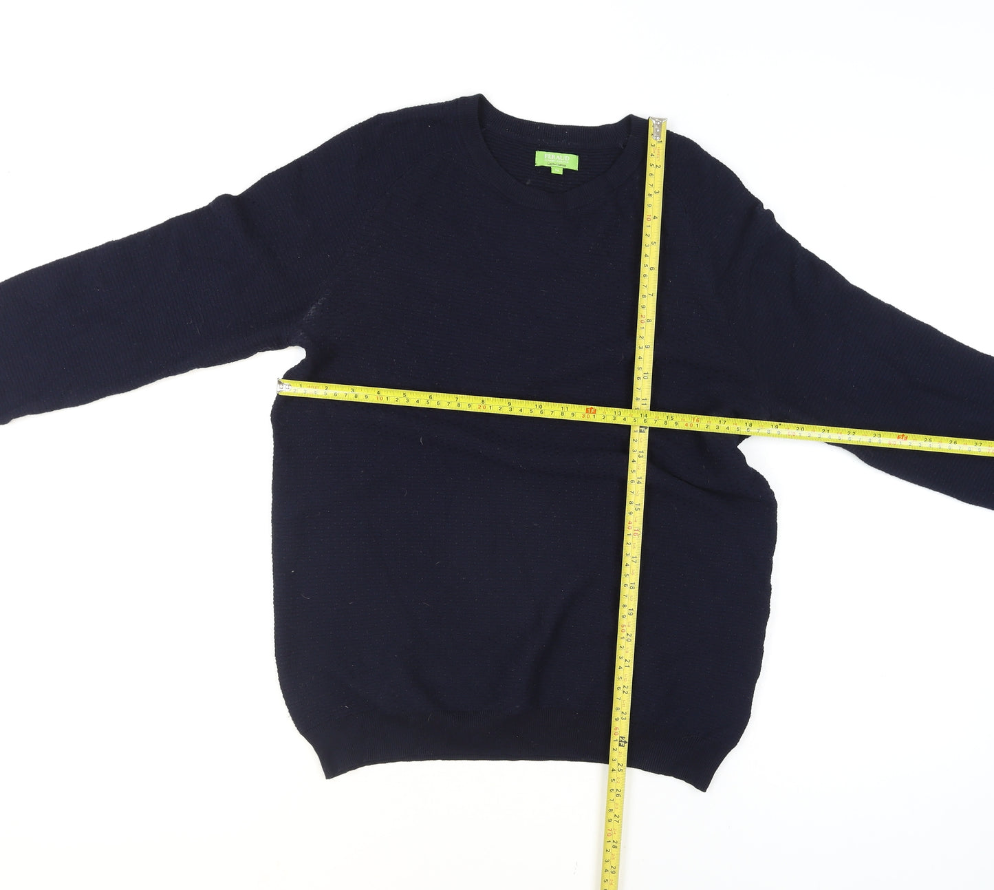Feraud Men's Blue Knit Crew Neck Pullover Jumper Size M