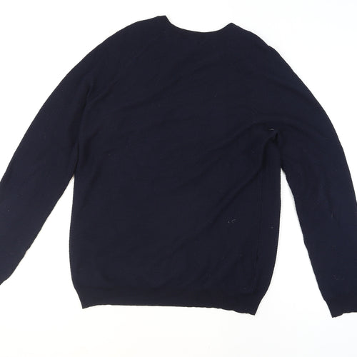 Feraud Men's Blue Knit Crew Neck Pullover Jumper Size M