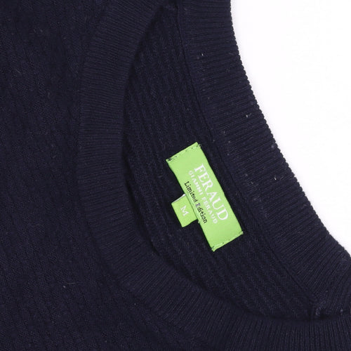 Feraud Men's Blue Knit Crew Neck Pullover Jumper Size M