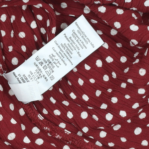 Next Women’s Red Polka Dot Smocked Puff Sleeve Fit & Flare Midi Dress Size 12