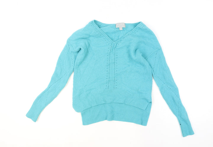 Pure Collection Women’s Blue V-Neck 100% Cashmere Jumper UK 8