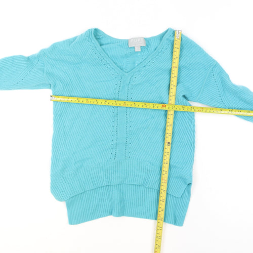 Pure Collection Women’s Blue V-Neck 100% Cashmere Jumper UK 8