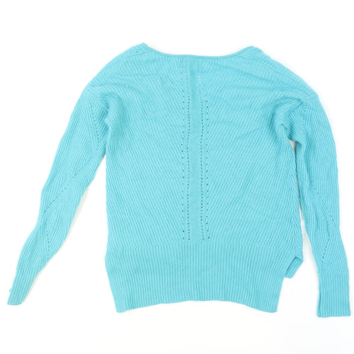Pure Collection Women’s Blue V-Neck 100% Cashmere Jumper UK 8