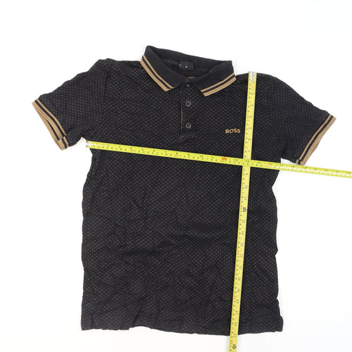 BOSS Men's Black Geometric Polo Shirt Size M Regular Fit