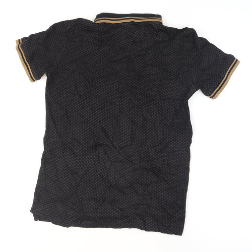 BOSS Men's Black Geometric Polo Shirt Size M Regular Fit